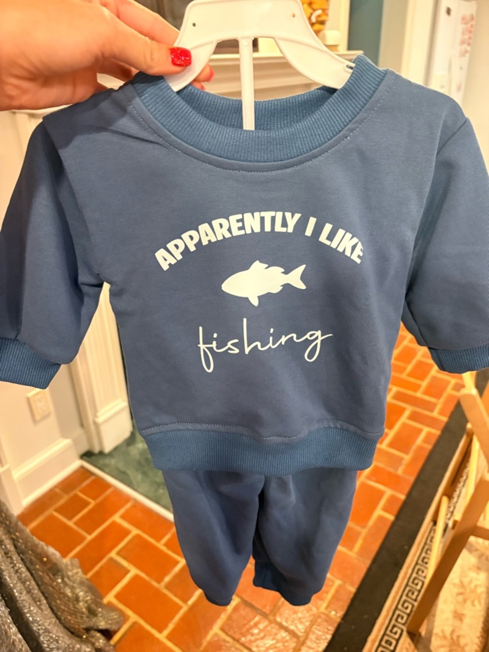 Blue Kids 'Apparently I Like Fishing' Sweatshirt Set